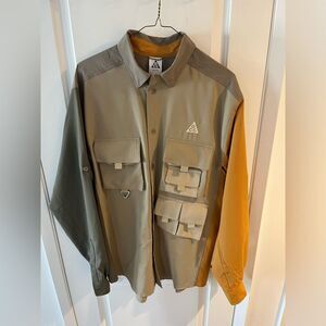 Men's Medium Nike ACG Devastation Trail Dri-Fit Shirt Khaki Matte Olive DN3936